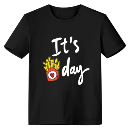 Adult Unisex It's Fry Day French Fries Food Lover Black T-shirt