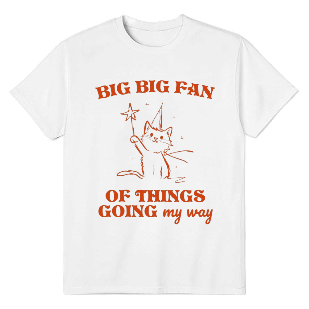 Adult Unisex Big Big Fan Of Things Going My Way Cats Pet Lover White T-shirt