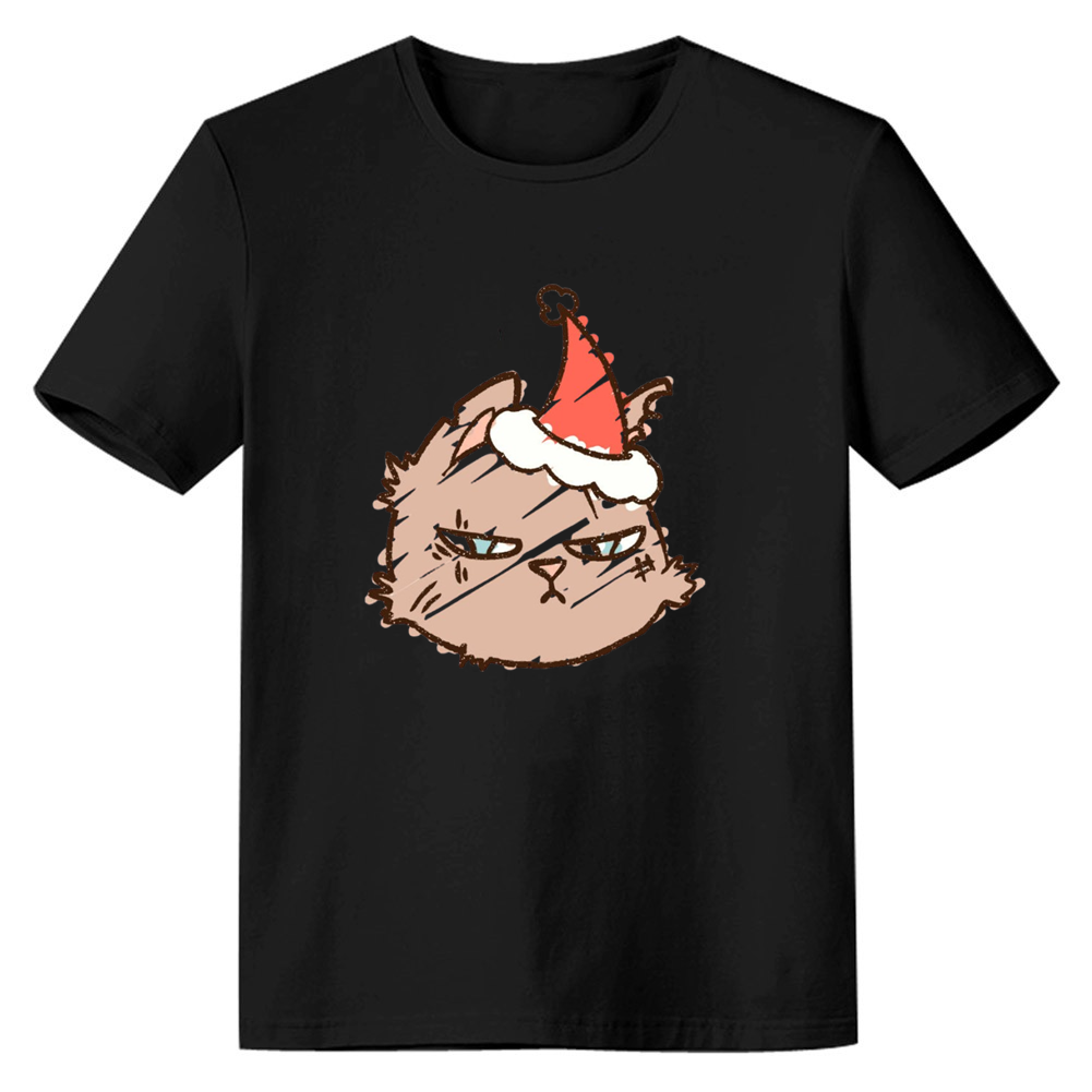 Adult Unisex Cool Christmas Cat Black Festival T-shirt