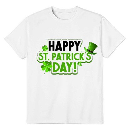 Adult Unisex Happy St. Patrick's Day White T-shirt