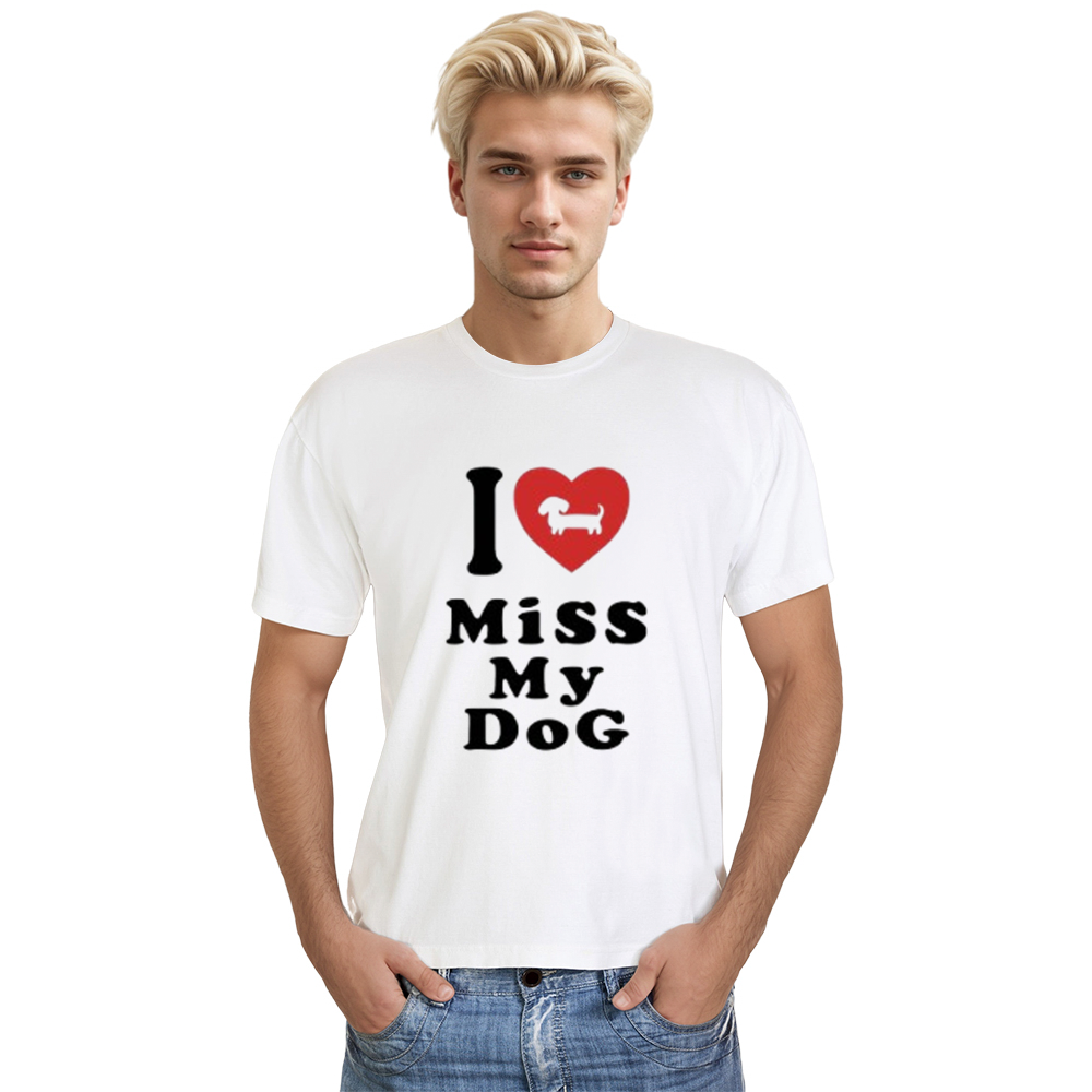 Adult Unisex I Miss My Dog Pet Lover White T-shirt Costume
