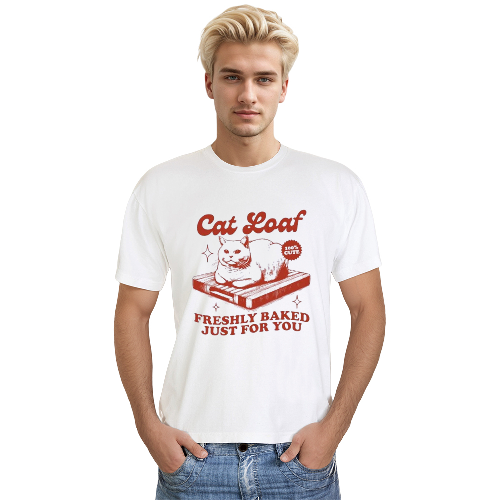 Adult Unisex Cat Loaf  White Pet Lover T-shirt Costume