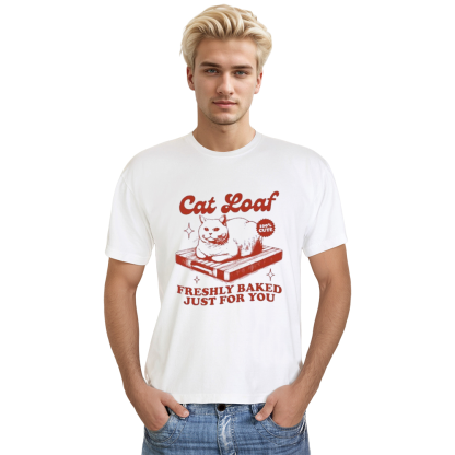 Adult Unisex Cat Loaf  White Pet Lover T-shirt Costume