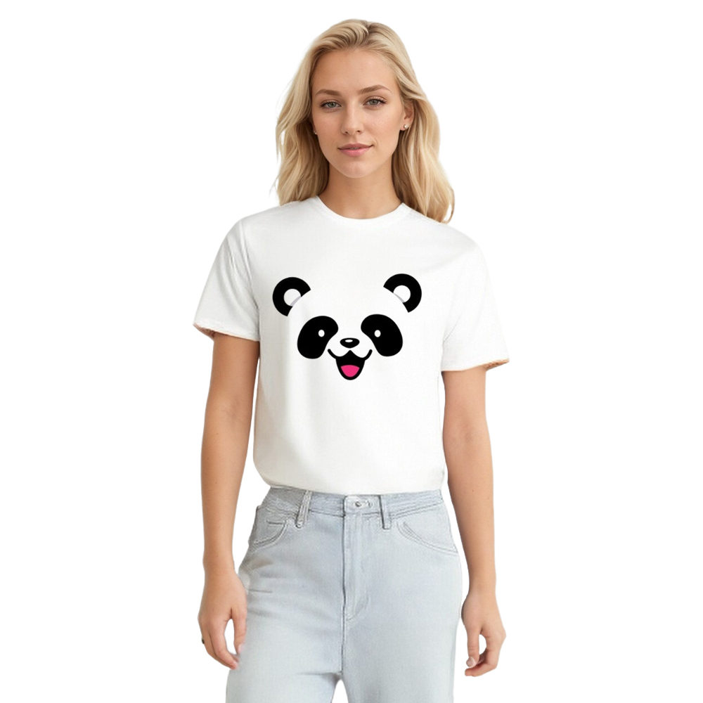 Adult Unisex Kawaii Panda Face Wild Animals Panda Lover White T-shirt Costume