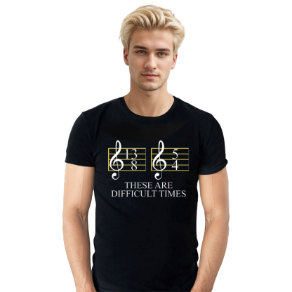 Adult Unisex Difficult Times Music Lover Summer Black T-shirt Costume