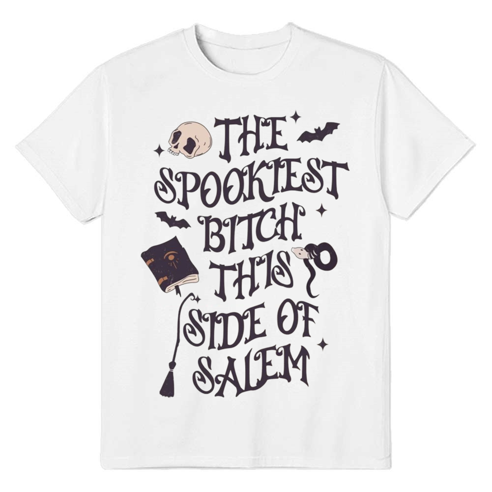 Adult Unisex The Spookiest Halloween White T-shirt Costume