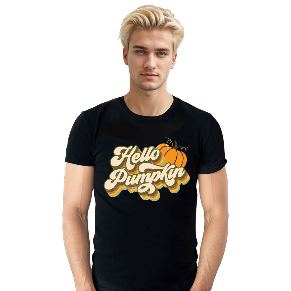 Adult Unisex Halloween Hello Pumpkin Black T-shirt Costume
