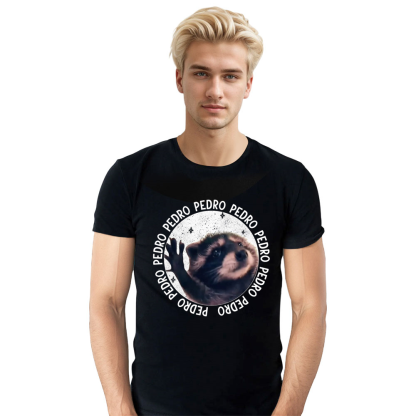 Adult Unisex Internet Raccoon Meme Tee Trending Black T-shirt Costume