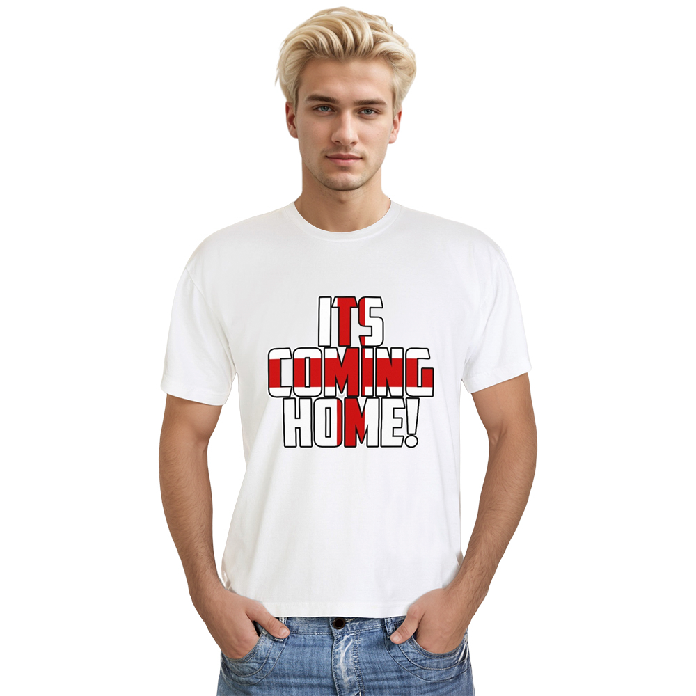 Adult Unisex Football England Its Coming Home White Soccer T-shirt Costume