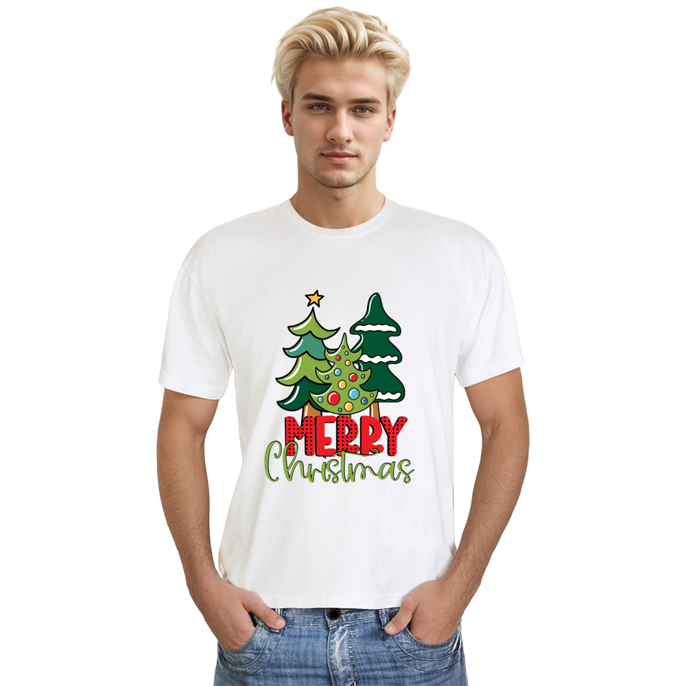 Adult Unisex Xams Tree Festival Merry Christmas White T-shirt Costume
