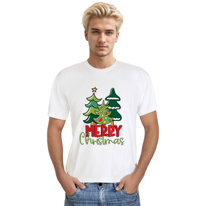 Adult Unisex Xams Tree Festival Merry Christmas White T-shirt Costume