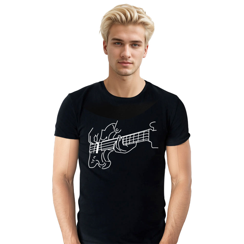 Adult Unisex Music Festival Bass Guitar Black T-shirt Costume