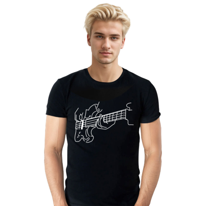 Adult Unisex Music Festival Bass Guitar Black T-shirt Costume