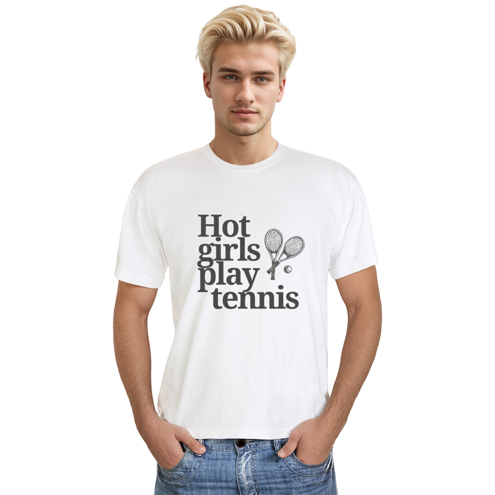 Adult Unisex Hot Girls Play Tennis Sport Lover White T-shirt Costume