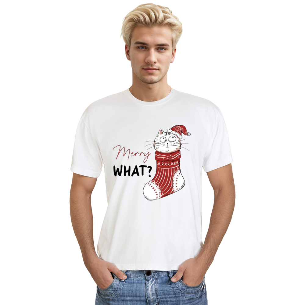 Adult Unisex Cute Merry What Christmas Xmas White Festival T-shirt