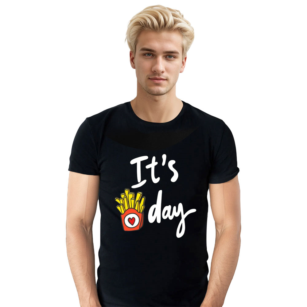 Adult Unisex It's Fry Day French Fries Food Lover Black T-shirt