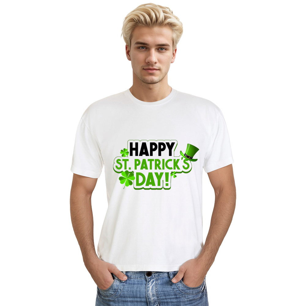 Adult Unisex Happy St. Patrick's Day White T-shirt