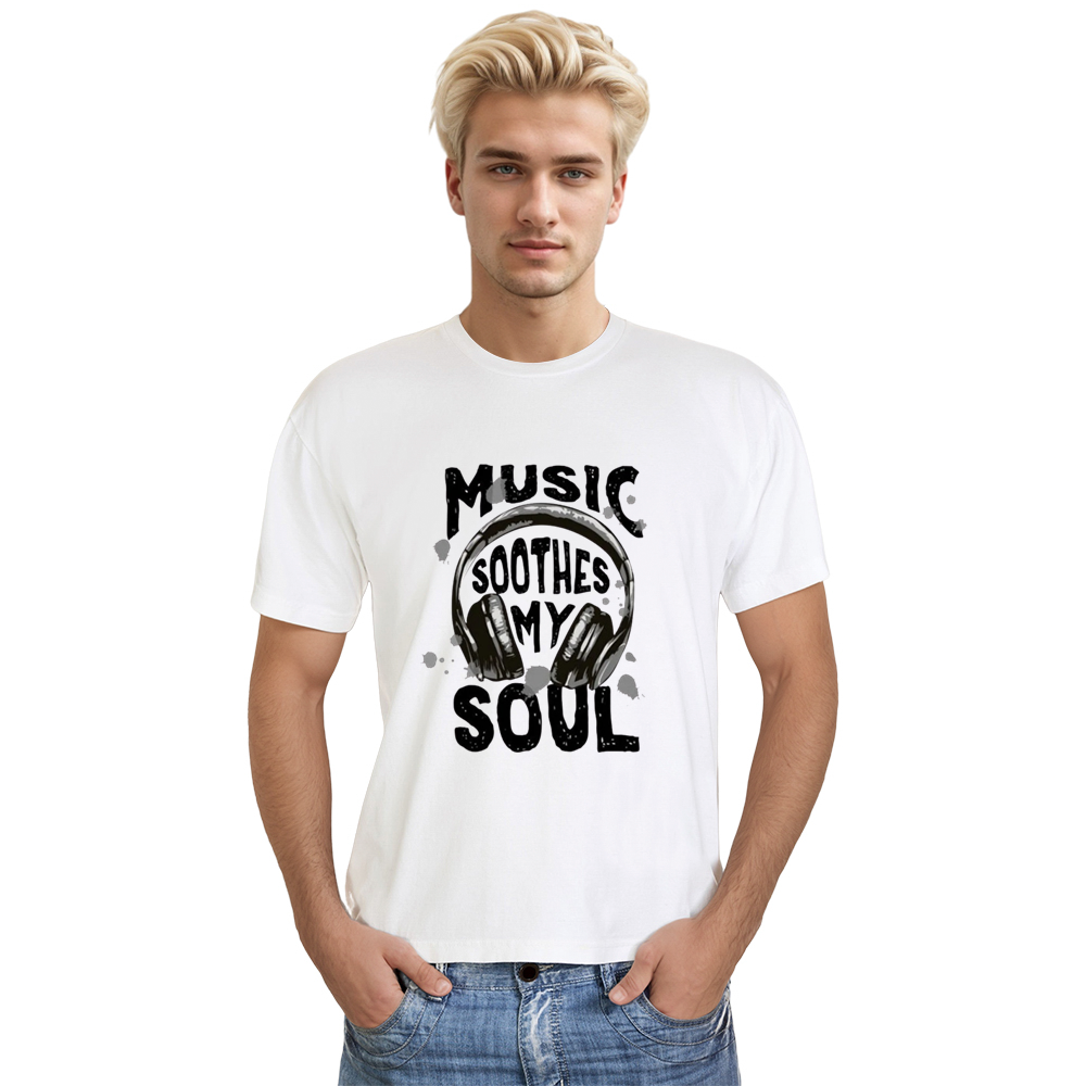 Adult Unisex Music Soothes My Soul Music Lover White T-shirt