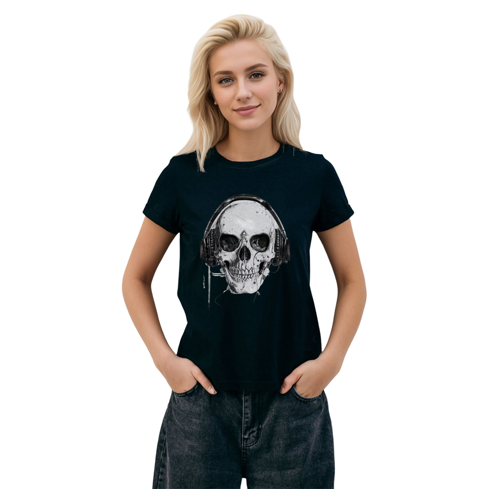 Adult Unisex Skull Music Festival Black T-shirt Costume