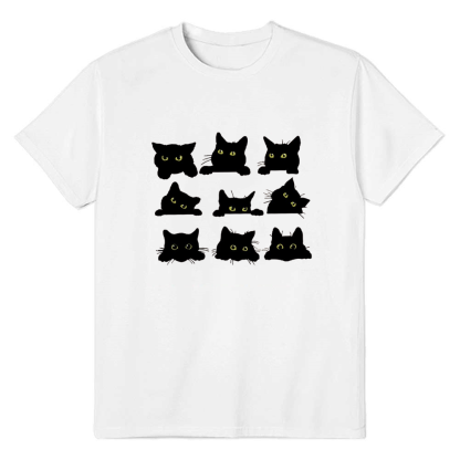 Adult Women Animals Black Cat Pet Lover White T-shirt Costume