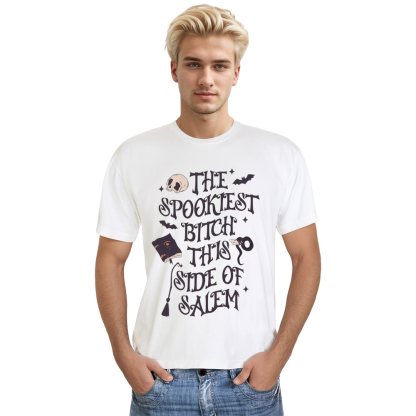 Adult Unisex The Spookiest Halloween White T-shirt Costume