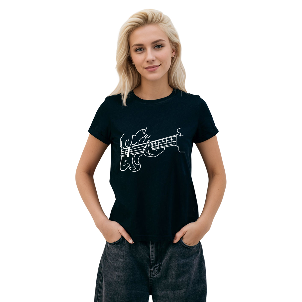 Adult Unisex Music Festival Bass Guitar Black T-shirt Costume