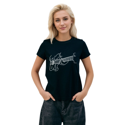 Adult Unisex Music Festival Bass Guitar Black T-shirt Costume