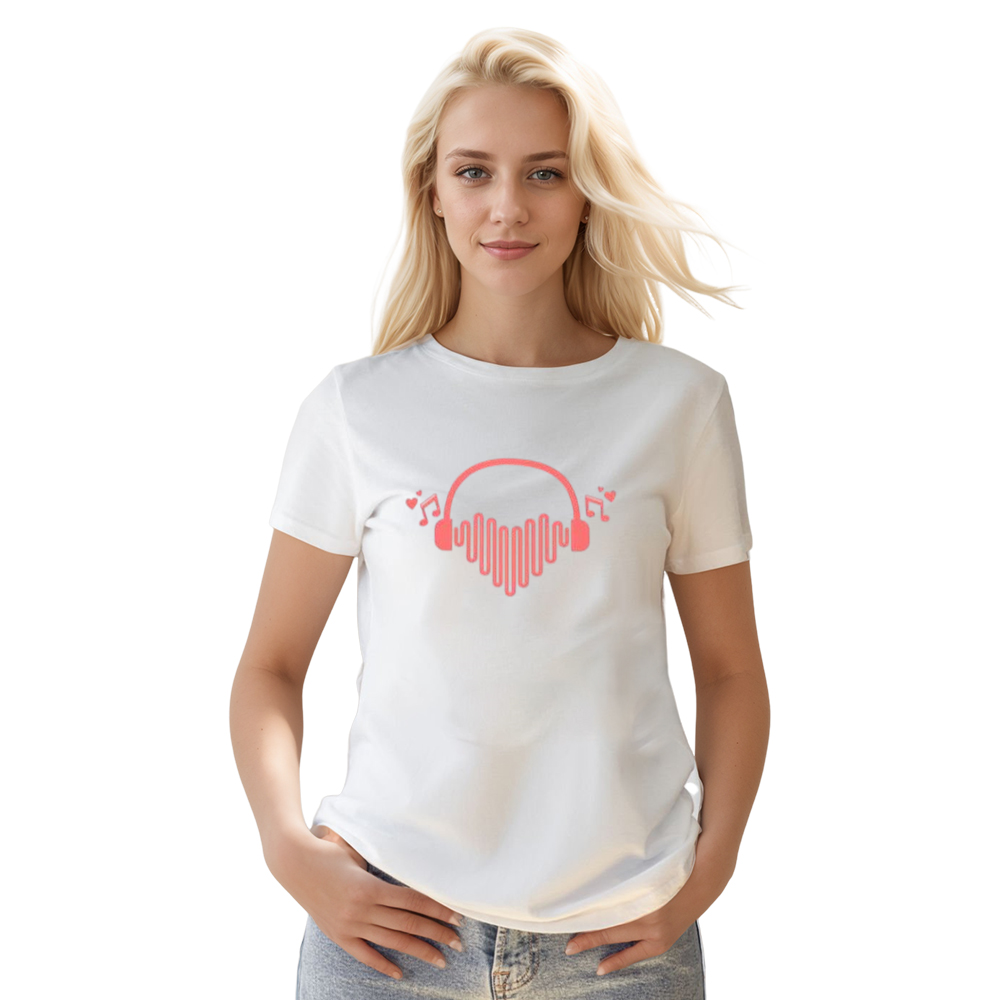 Adult Unisex Love Music Headphones Music Festival White T-shirt Costume