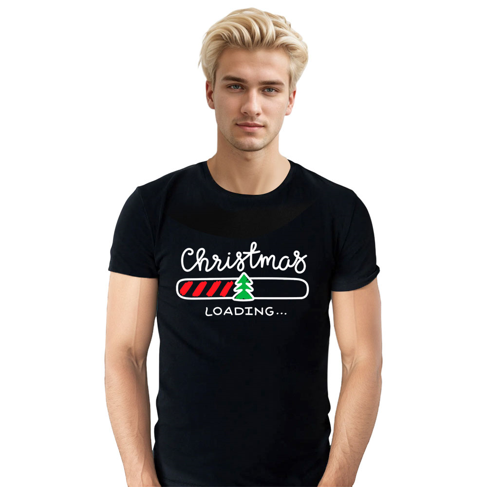 Adult Unisex Xmas Christmas Loading Festival Black T-shirt Costume