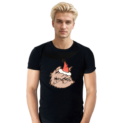 Adult Unisex Cool Christmas Cat Black Festival T-shirt