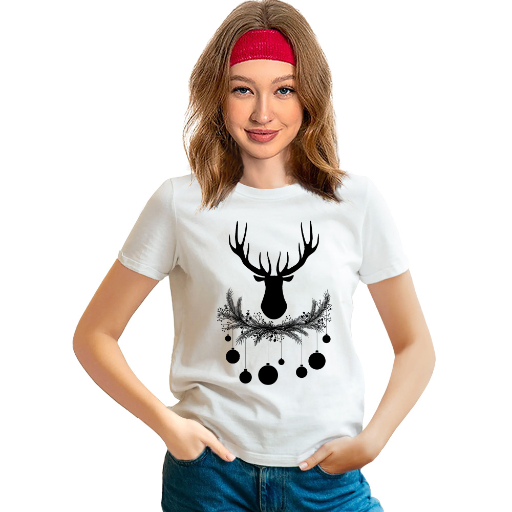 Adult Unisex Christmas Deer Xmas Elk Black Festival T-shirt
