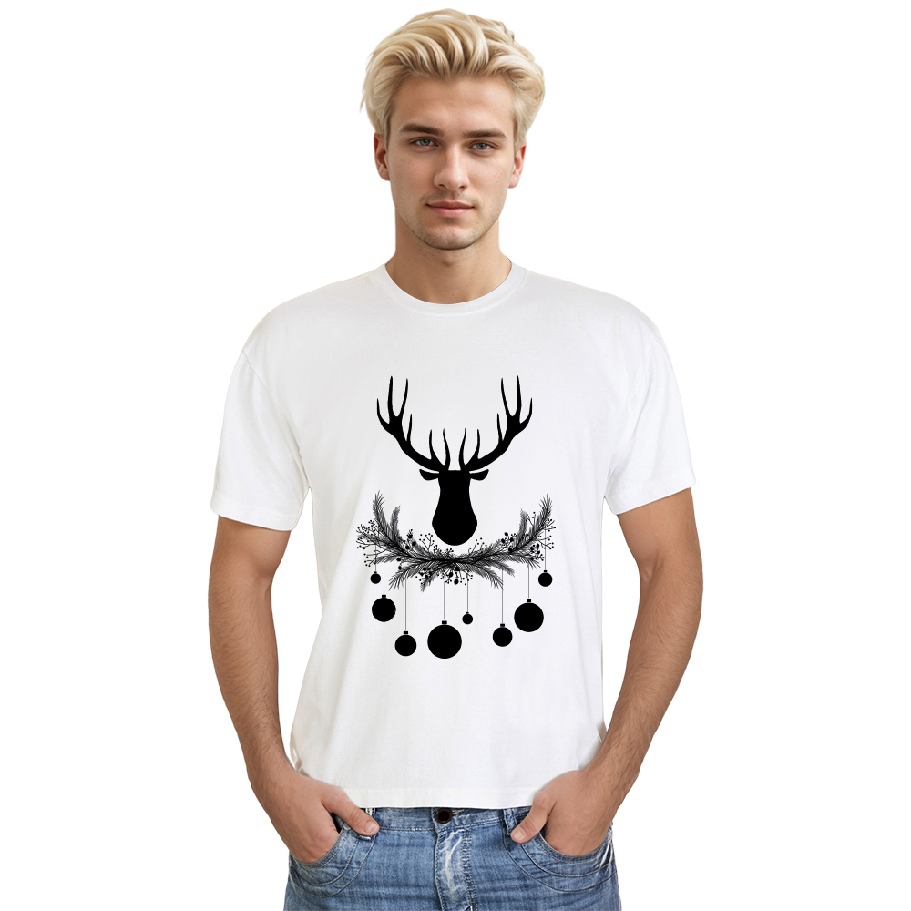 Adult Unisex Christmas Deer Xmas Elk Black Festival T-shirt