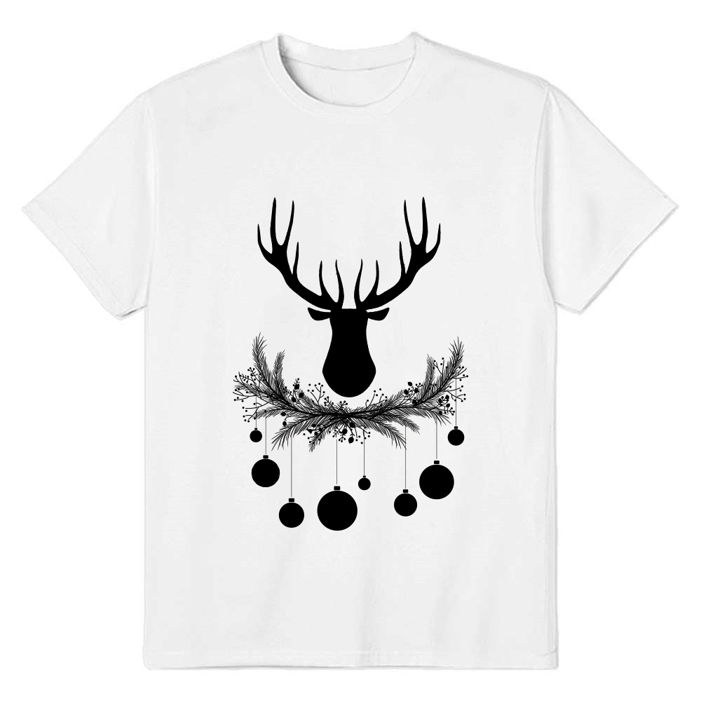 Adult Unisex Christmas Deer Xmas Elk Black Festival T-shirt