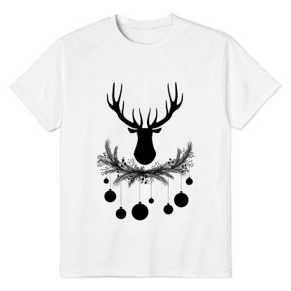 Adult Unisex Christmas Deer Xmas Elk Black Festival T-shirt
