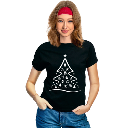 Adult Unisex Christmas Tree Black Festival T-shirt