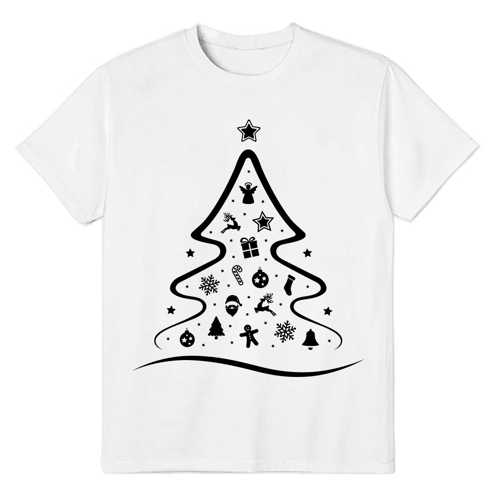 Adult Unisex Christmas Tree Xmas White Festival T-shirt