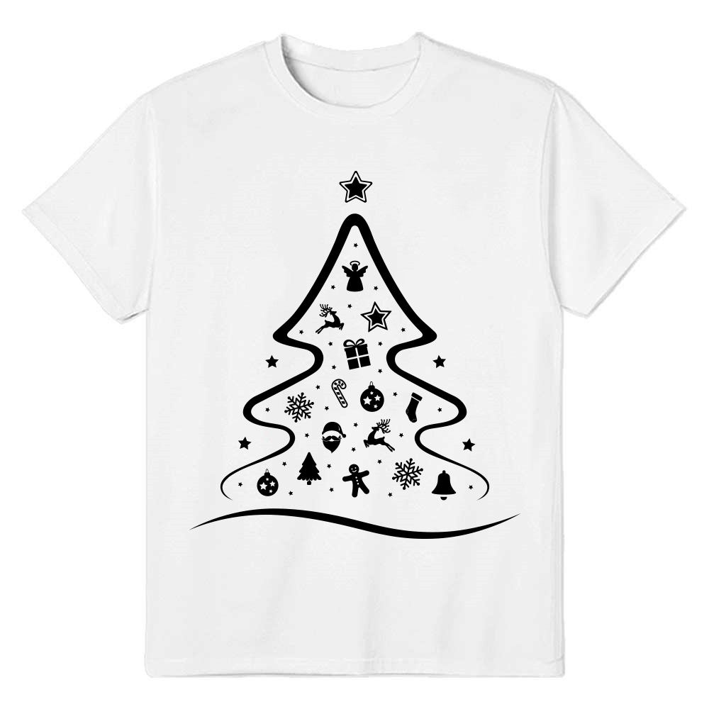 Adult Unisex Christmas Tree Xmas White Festival T-shirt