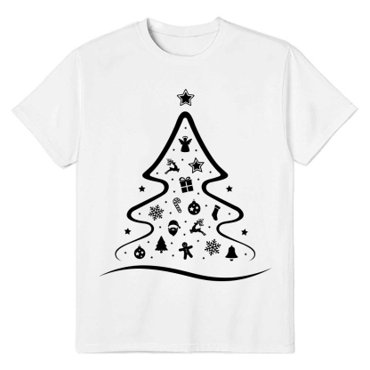 Adult Unisex Christmas Tree Xmas White Festival T-shirt