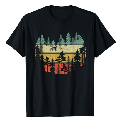 Adult Wildlife Trees Outdoors Nature Retro Nature Lover Black Short Sleeve T-shirt Outfits Top Costume