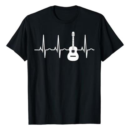 Adult Unisex Guitar Heartbeat Shirt Music Festival Black T-shirt Costume