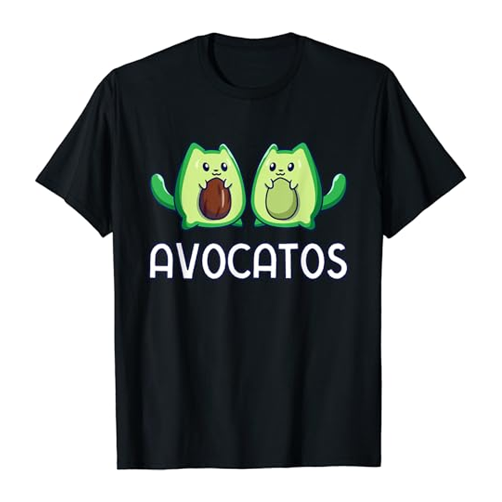 Adult Unisex Avocado Cat Fruit Food Lover Black T-shirt Costume