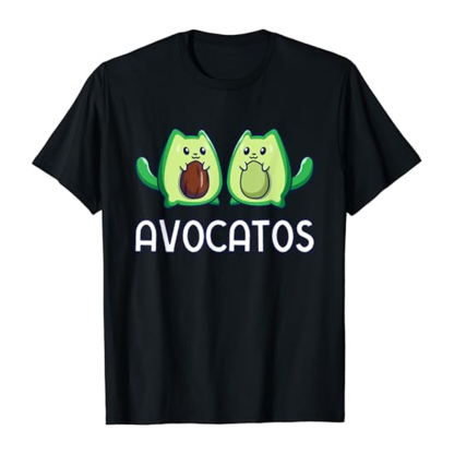 Adult Unisex Avocado Cat Fruit Food Lover Black T-shirt Costume