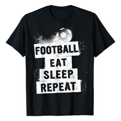 Adult Unisex Eat Sleep Football Funny Black T-shirt Costume