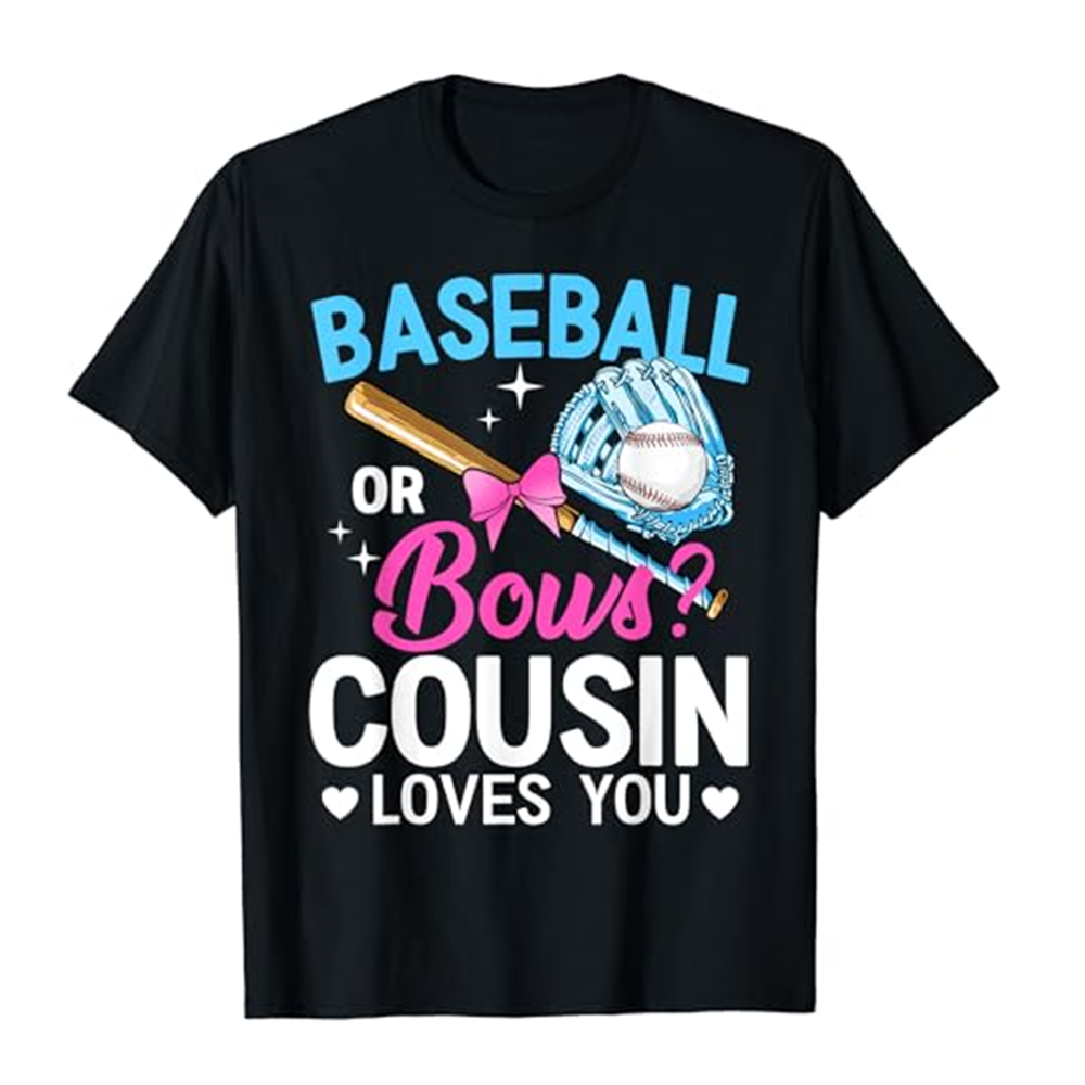 Adult Women Baseball Or Bows Cousin Loves You Black T-shirt Costume