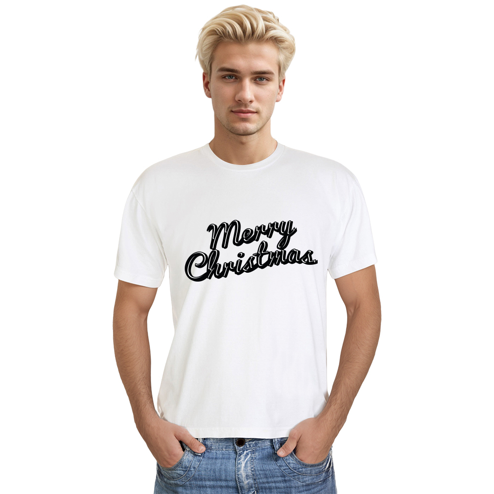 Adult Unisex Christmas Xmas Merry Christmas Letter White Festival T-shirt