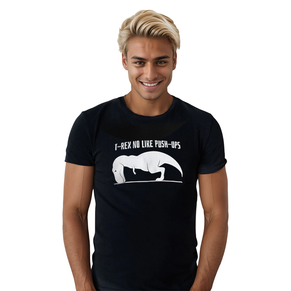 Adult T-REX NO Like Push-UPS  Funny Fitness Gym Workout Sport Black T-shirt Costume   Type:Costume