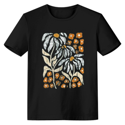 Adult Unisex Flower Graphic Nature Lover Black T-shirt Costume