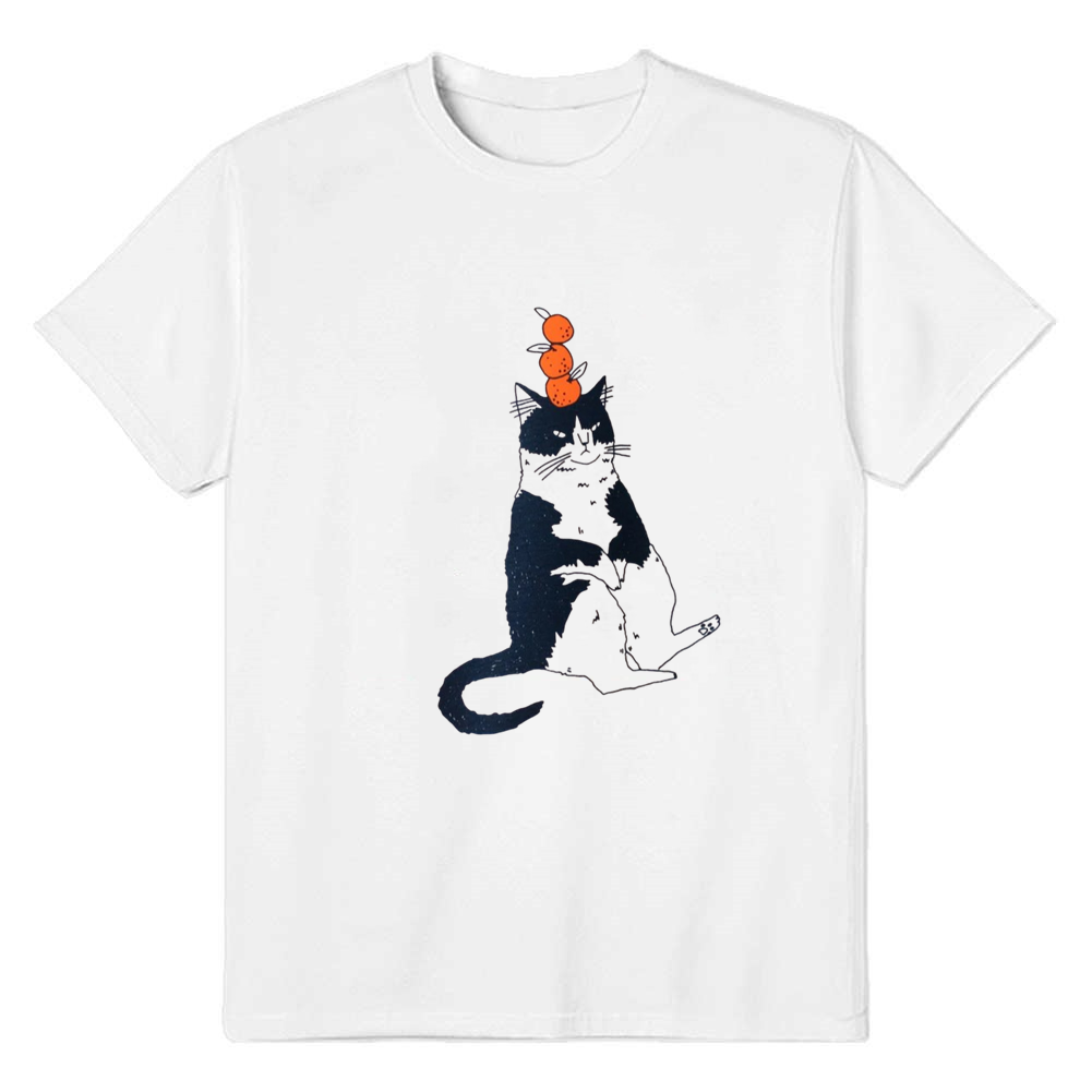 Adult Unisex Kawaii Lazy Cat Pet Lover White T-shirt Costume