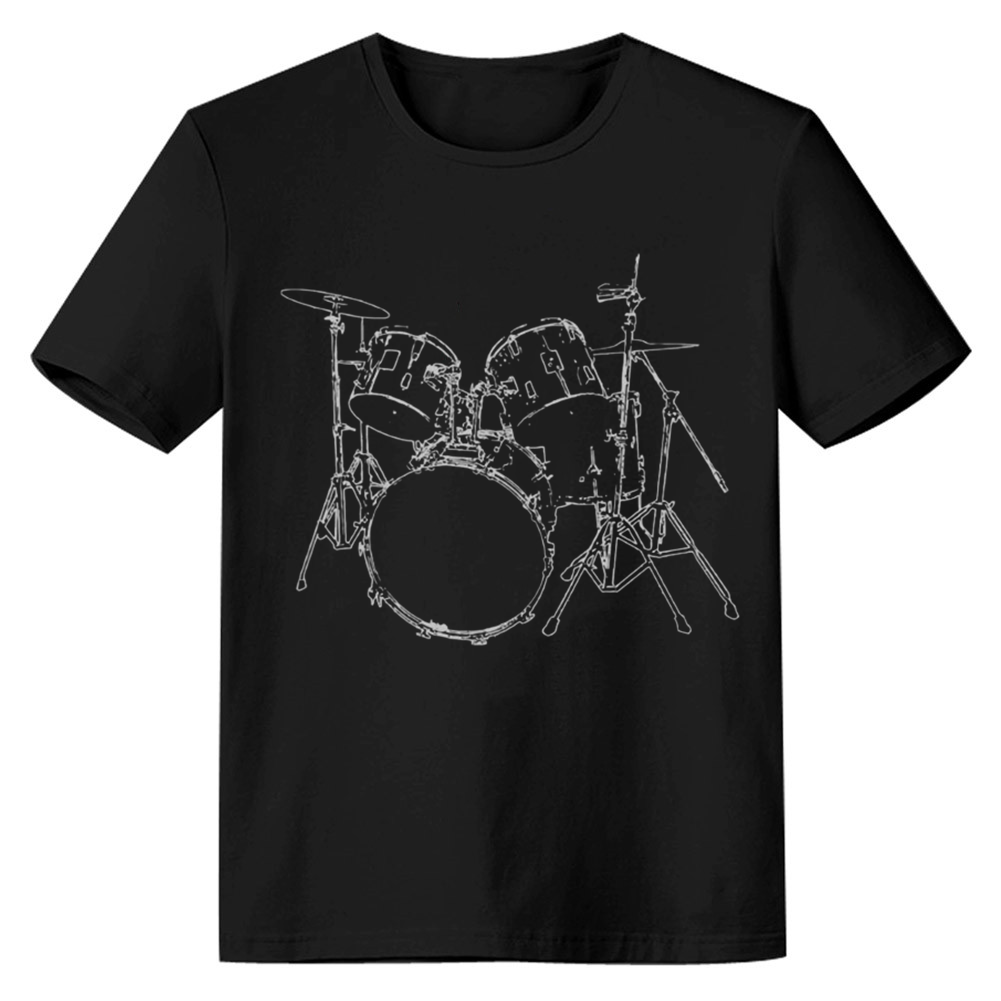 Adult Unisex Drums Artistic Design Music Festival Black T-shirt Costume