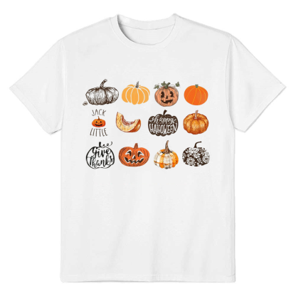 Adult Unisex Halloween Fall Harvest Pumpkins White T-shirt Costume